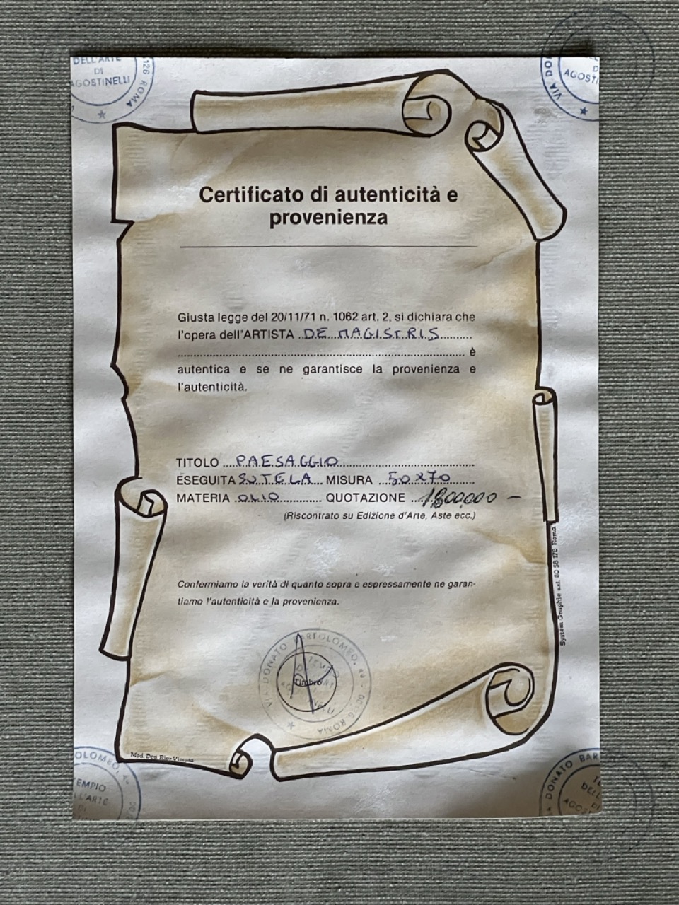 MementoHome_QuadroAutoreDeMagistris3M