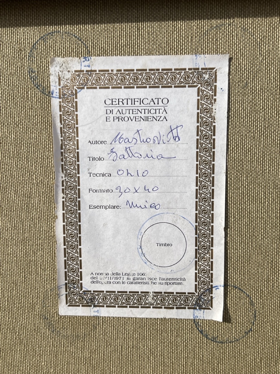 MementoHome_QuadroAutoreMastrovito4L