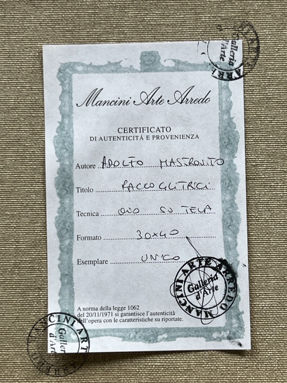 MementoHome_QuadroAutoreMastrovito1P